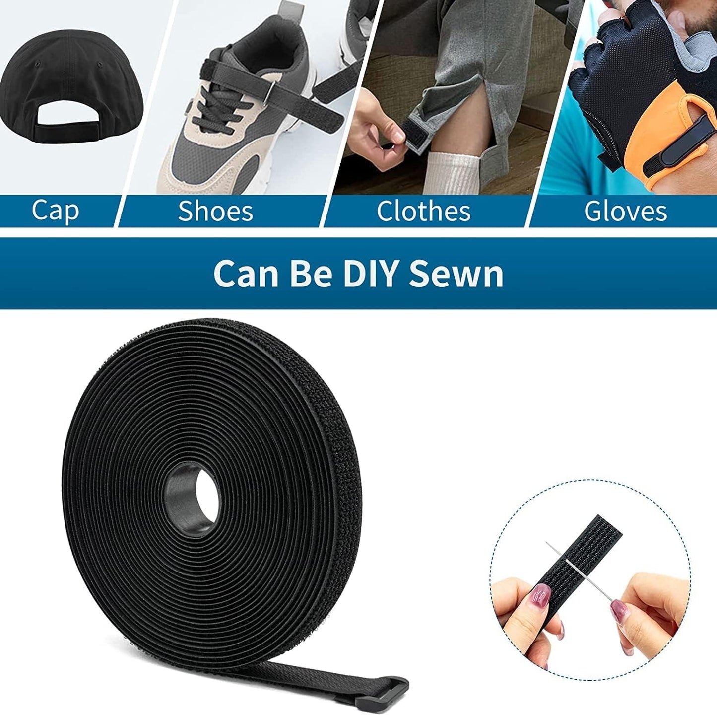 26Ft x 0.8In Adjustable Cable Straps with 30 Buckles, Free Cut Length, Black Reusable Nylon Fastening Cable Ties,Hook and Loop Securing Strap for Cable Tidy Organizer or Storage