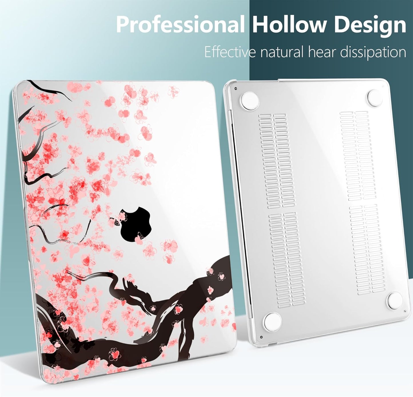 TWOLSKOO for M4 MacBook Air 13.6 inch Case 2025-2022 Release M4 A3240 M3 A3113 M2 A2681, Plastic Hard Shell & Screen Protector & Keyboard Cover & Trackpad Film, Cherry Blossoms