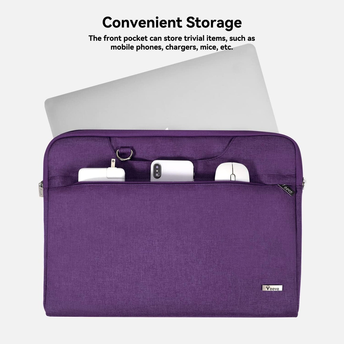 Voova 17 17.3 Inch Laptop Sleeve Case, Slim Women Men Shoulder Hand Bag Compatible with Razer Blade Pro 17, Lenovo Dell Asus Acer HP Notebook Messenger Briefcase with Strap, Waterproof, Purple