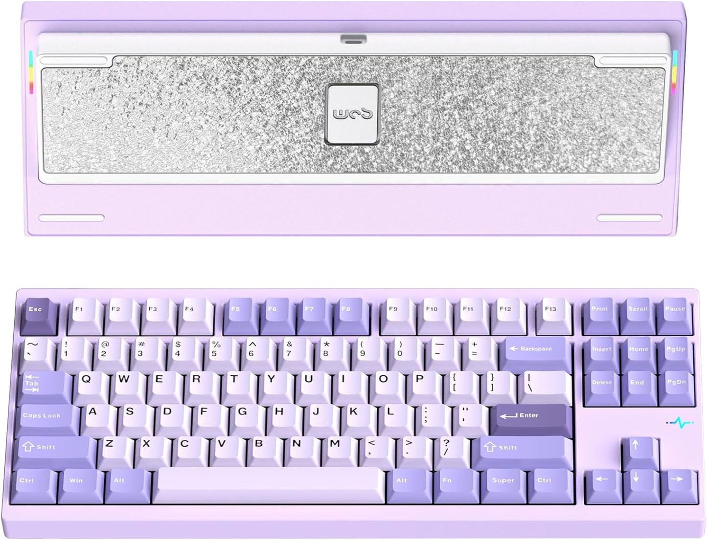 KEEBMONKEY WOBKEY Crush 80 Reboot CNC Aluminum 5-Second Quick-Release Triple-Mode Connectivity Mechanical Keyboard with Superior Acoustics (Pro Purple)