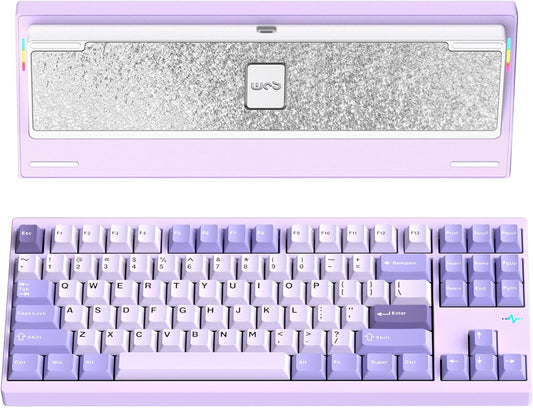 KEEBMONKEY WOBKEY Crush 80 Reboot CNC Aluminum 5-Second Quick-Release Triple-Mode Connectivity Mechanical Keyboard with Superior Acoustics (Pro Purple)