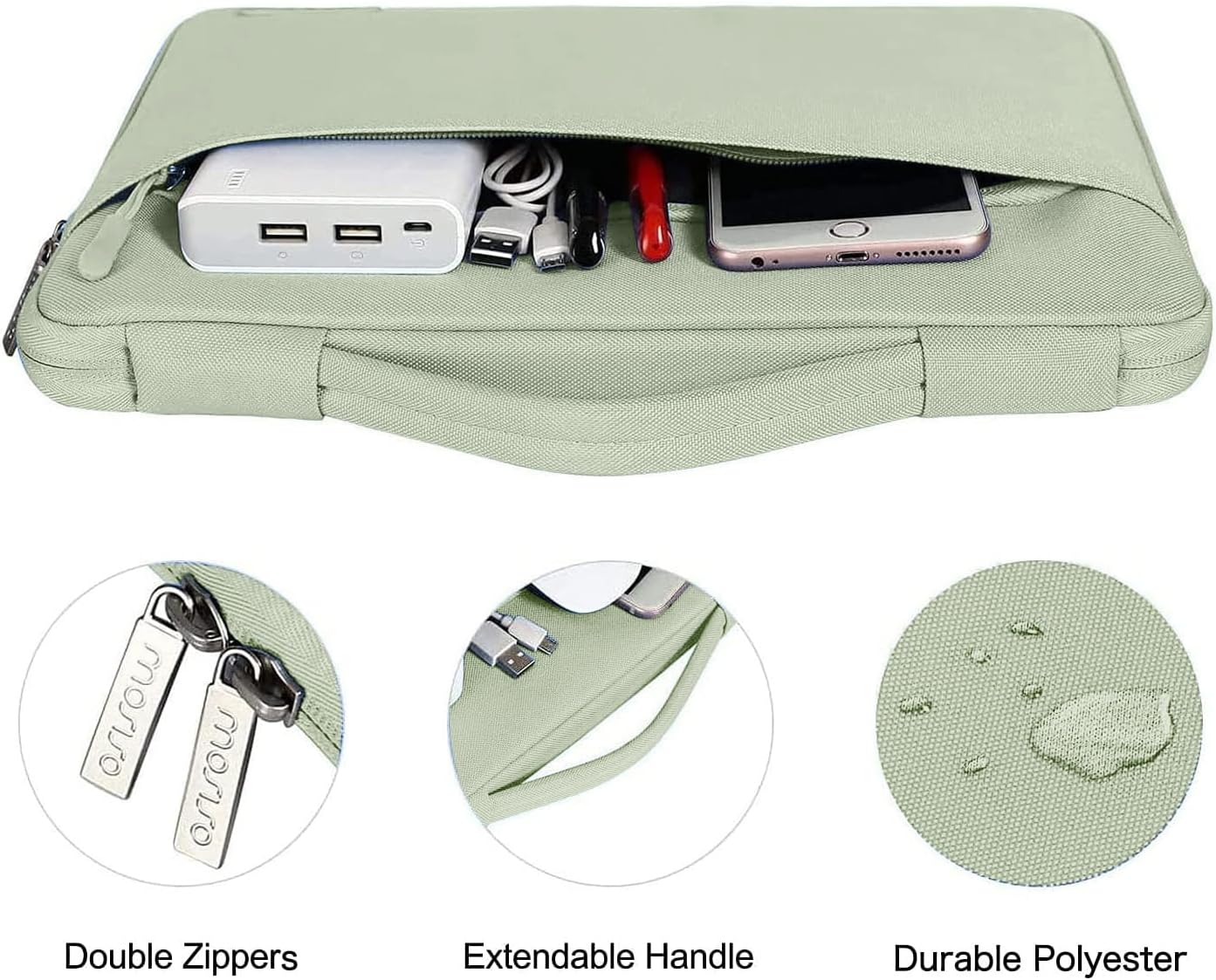 MOSISO Compatible with MacBook Air 13 inch Case 2025 2024 2023 2022 M4 A3240 M3 A3113 M2 A2681, Hard Shell&Sleeve Bag&Keyboard Skin&Webcam Cover&Screen Film for MacBook Air 13.6 inch, Sage Green