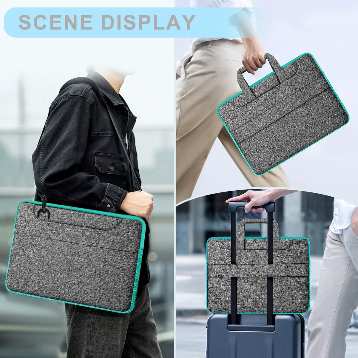 Universal Laptop Shoulder Bag 13-17.3 Inch Shockproof Briefcase with Multi-Pockets & Adjustable Strap for MacBook Pro/Air