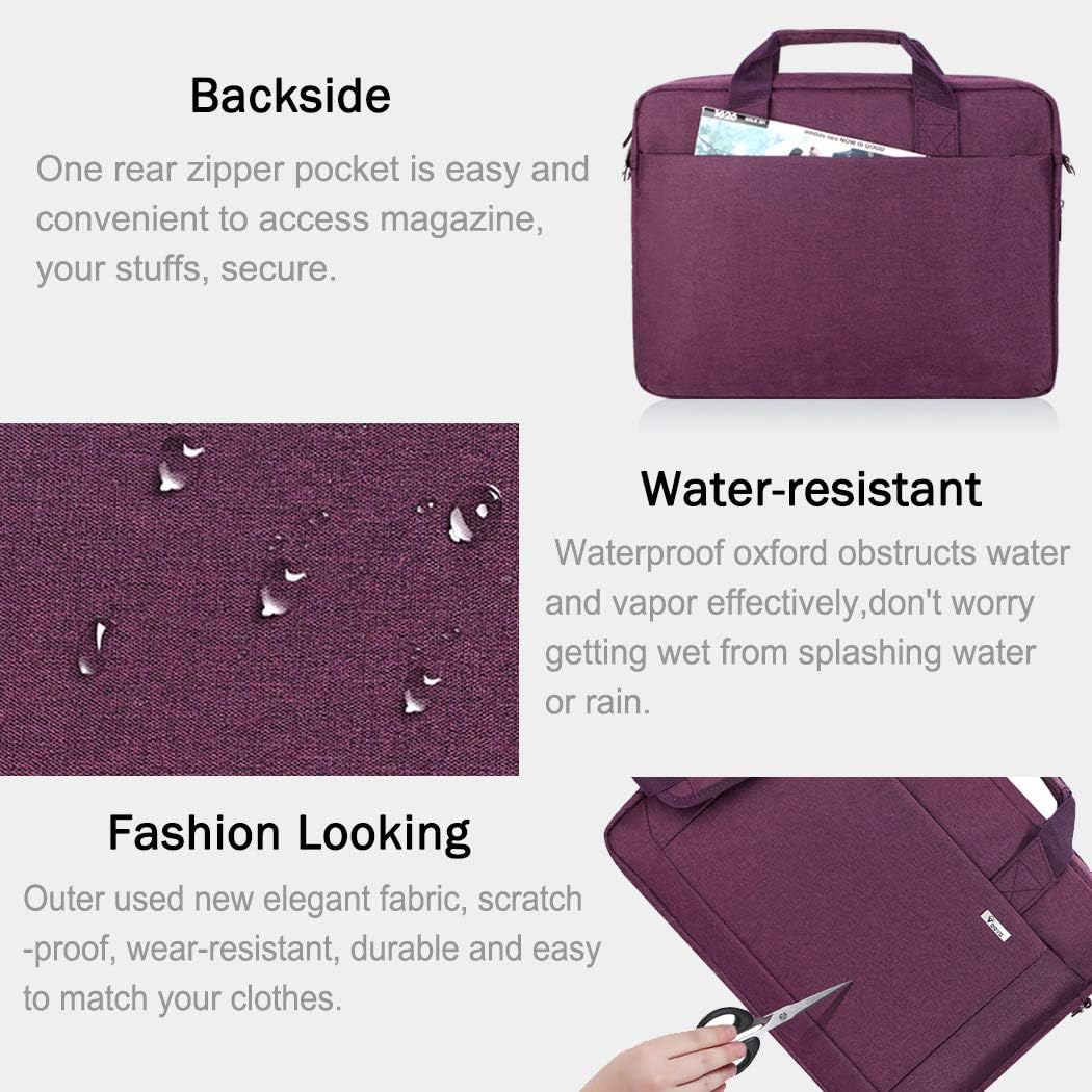 Voova Laptop Bag Case 15 15.6 16 Inch, Computer Sleeve Messenger Bag with Shoulder Strap Expandable Waterproof Business Briefcase for Women Ladies to Work Travel School, Fit 14-16 Inch Laptop,Purple