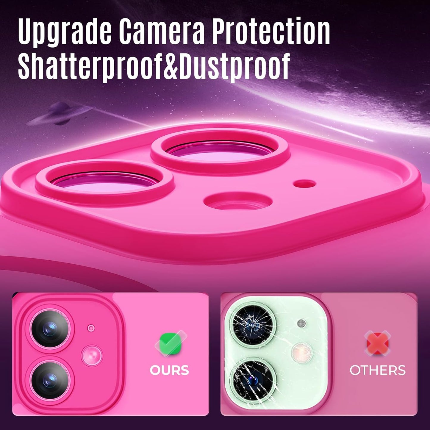 Designed for iPhone 12 Case, Compatible with MagSafe, with Privacy Screen Protectors X2, [Camera Protection] [15FT Military Drop Protection] Shockproof Phone Case, 6.1", Hot Pink