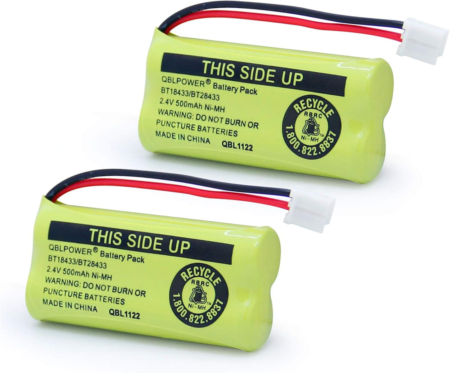 2.4V BT18433/BT28433 Rechargeable Battery Compatible with AT&T Vtech Phones BT18433 BT184342 BT28433 BT284342 BT-8300 BATT-6010 BT1011 BT1018 BT1022 BT1031 89-1326-00-00 CPH-515D(Pack of 2)