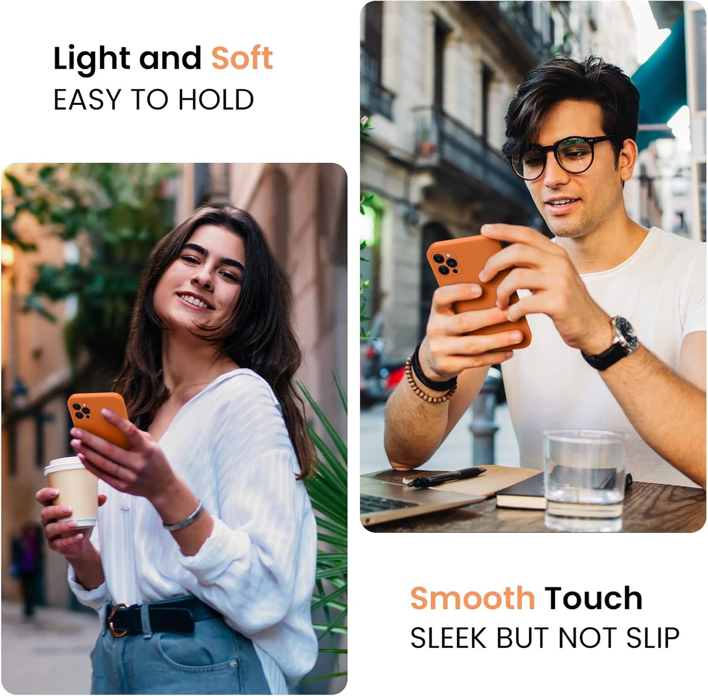 FireNova for iPhone 14 Pro Case, Silicone Upgraded [Camera Protection] Phone Case with [2 Screen Protectors], Soft Anti-Scratch Microfiber Lining Inside, 6.1 inch,Kumquat