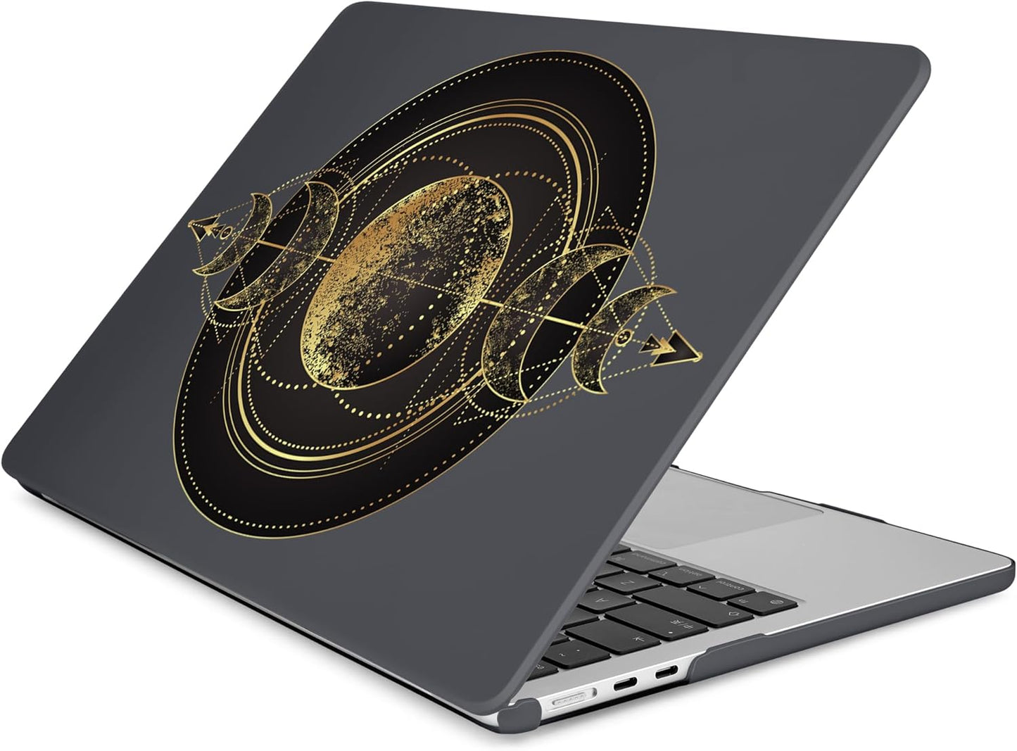 Batianda Premium Case for New MacBook Air 15 inch 2025 M4 2024 2023 with M3 M2 Chip Model A3114, Designed Black Protective Plastic Hardshell & Keyboard Cover & Screen Protector, Moon Magic