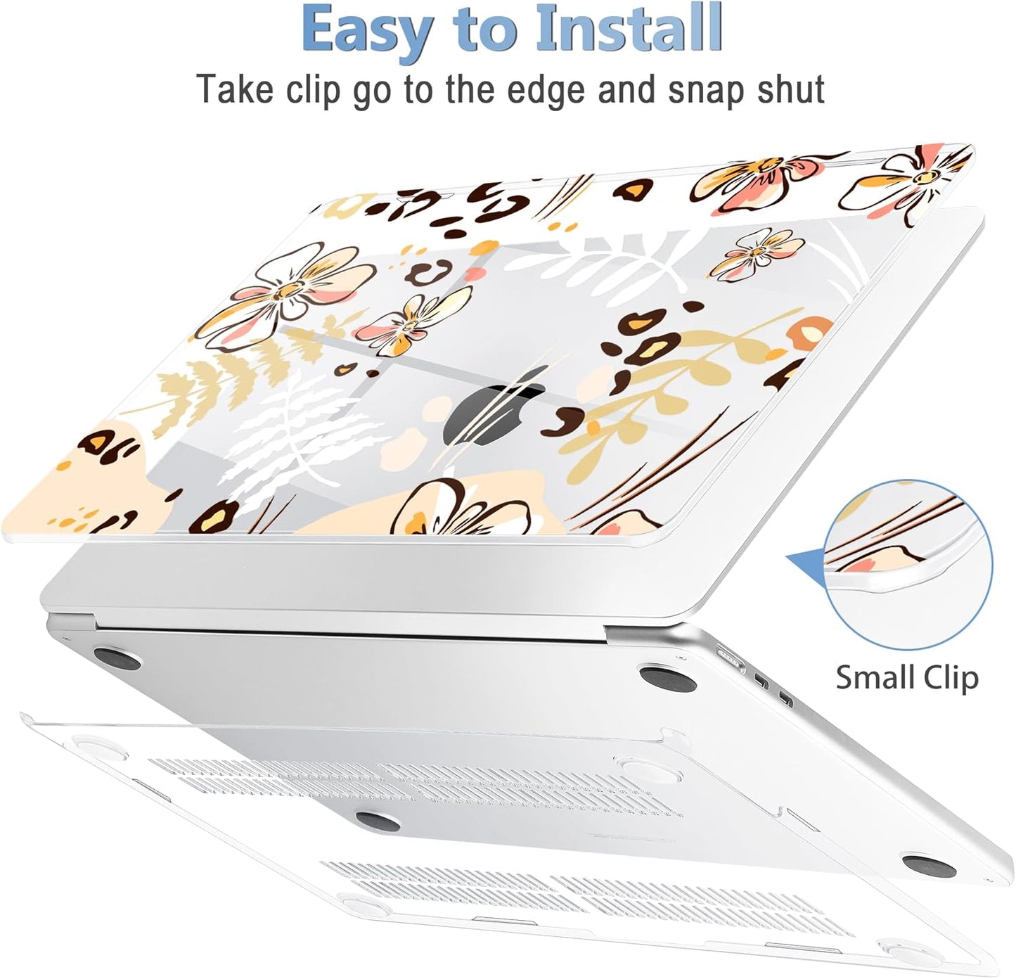 Mektron Compatible with M4 MacBook Air 15 inch Case 2025 A3241 2024 2023 M3 A3114 A2941 M2 Liquid Retina Display Touch ID, Plastic Hard Case & Keyboard Skin & Screen Protector - Abstract Floral C347