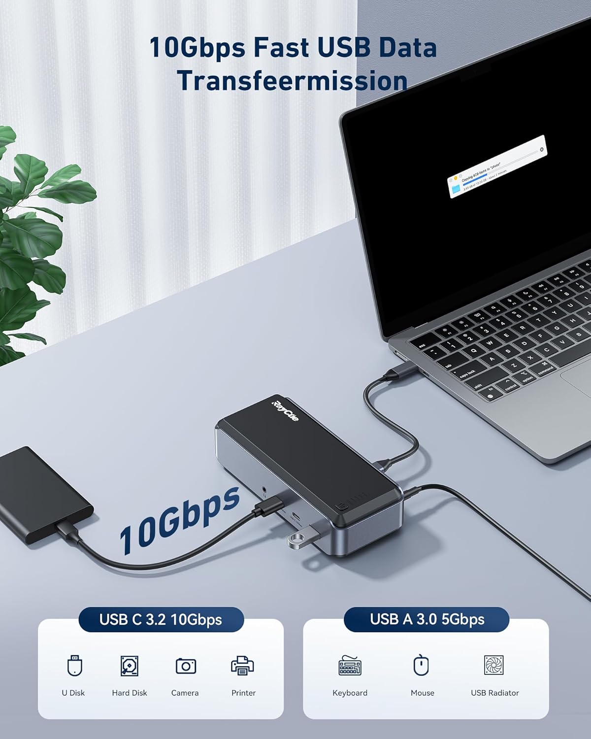 USB C Docking Station Triple Monitor, Raycue 15 IN1 MacBook Pro Docking Station with Power Adapter for MacBook M1/M2/M3/Windows, Laptop Docking Station with HDMI*3, RJ45, 10Gbps USB*5, PD, USB 3.0*2