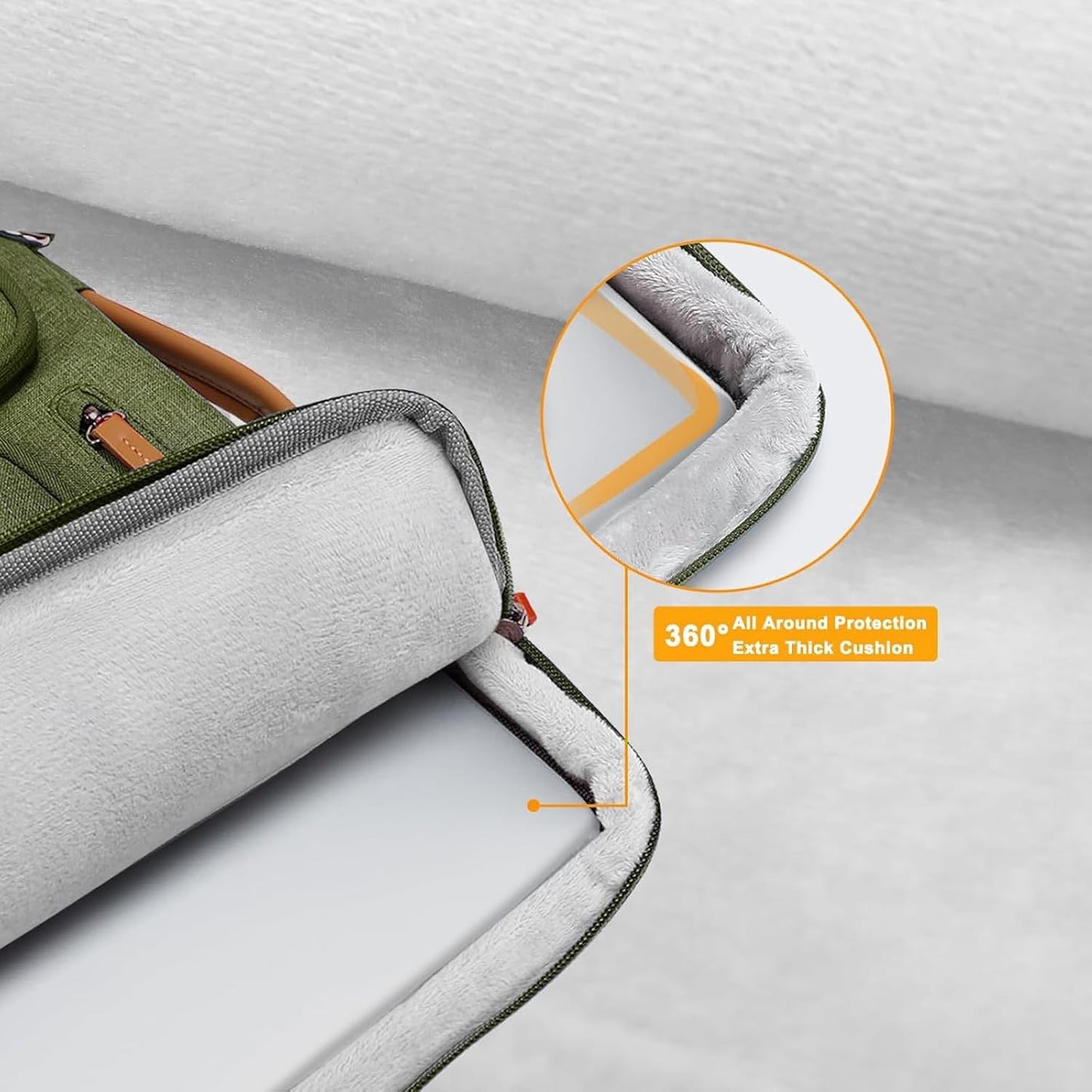 MOSISO 360 Protective Laptop Case 14 inch, 14 inch Laptop Sleeve Compatible with HP Lenovo Dell ASUS Acer, HP, Dell Latitude, Lenovo, Side Open Carrying Case with 4 Zipper Pockets&Handle, Olive Green