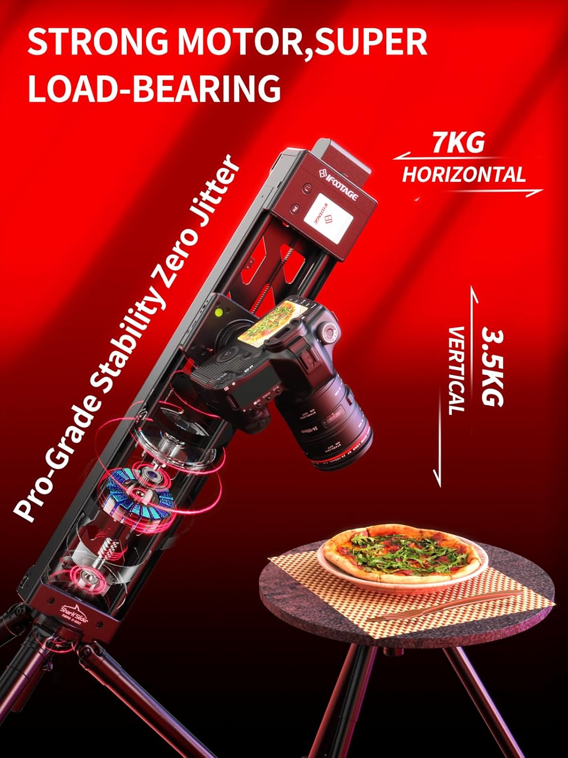 IFOOTAGE Shark Slider Nano II 660 Motorized Camera Slider - 26" Multi-Axis Pan Slider for DJI RS 2/RS3 Pro/RS 4/RS 4 Pro Gimbals, 15.4lbs Payload, 360° Panoramic, 6 Modes, Phone/Camera Compatible