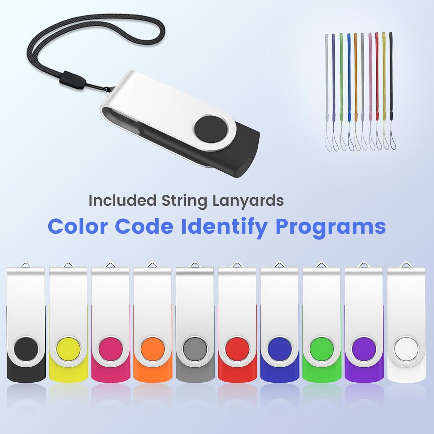 ABLAZE 8GB USB Flash Drive 50 Pack, USB 2.0 Thumb Drives Bulk Memory Sticks Pendrives 50PCS (Mixcolors)