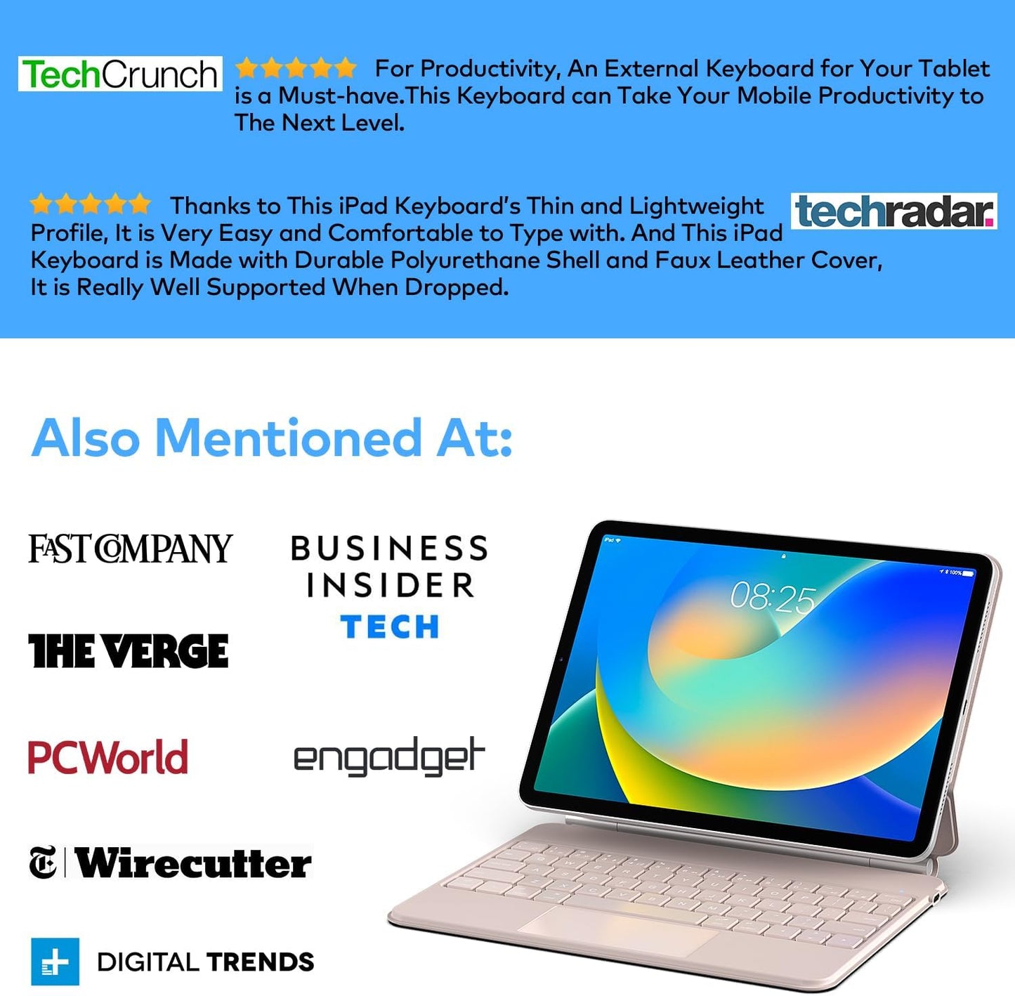 Keyboard Case for iPad 10th Generation 2022 & 11th (A16, 2025) – Magic-Style Keyboard with Multi-Touch Trackpad – Floating Cantilever Stand – Magnetic Case for iPad 10.9 inch 10th / 11th Gen.