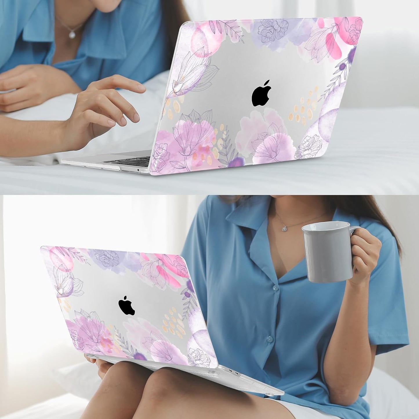 Mektron for MacBook Air 13 Case A1466/A1369 (2010-2017 Release), Snap-on Plastic Hard Shell Cover for MacBook Air 13.3 inch with Keyboard Cover,Floral S753
