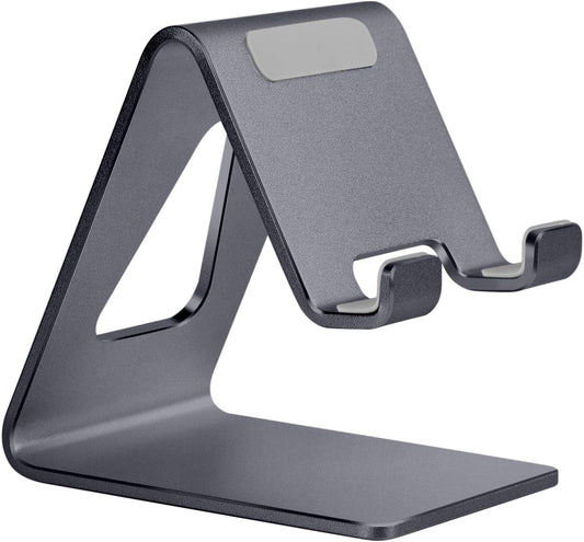 Cell Phone Stand Desk Phone Holder - Aluminum Mobile Phone Cradle Dock for iPhone 15 14 13 12 pro 11 X Xs max 8 7 6 6s Plus SE 5 Samsung All Smart Phones, Dark Gray