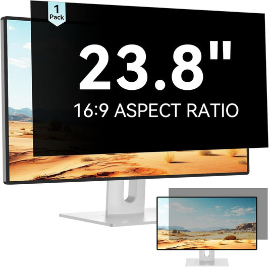 23.8 Inch Computer Privacy Screen Filter for 16:9 Aspect Ratio Widescreen Monitor - Anti Glare Blue Light Filter, Removable Computer Monitor Privacy Shield, Anti-Scratch Screen Protector Film 23.8 in