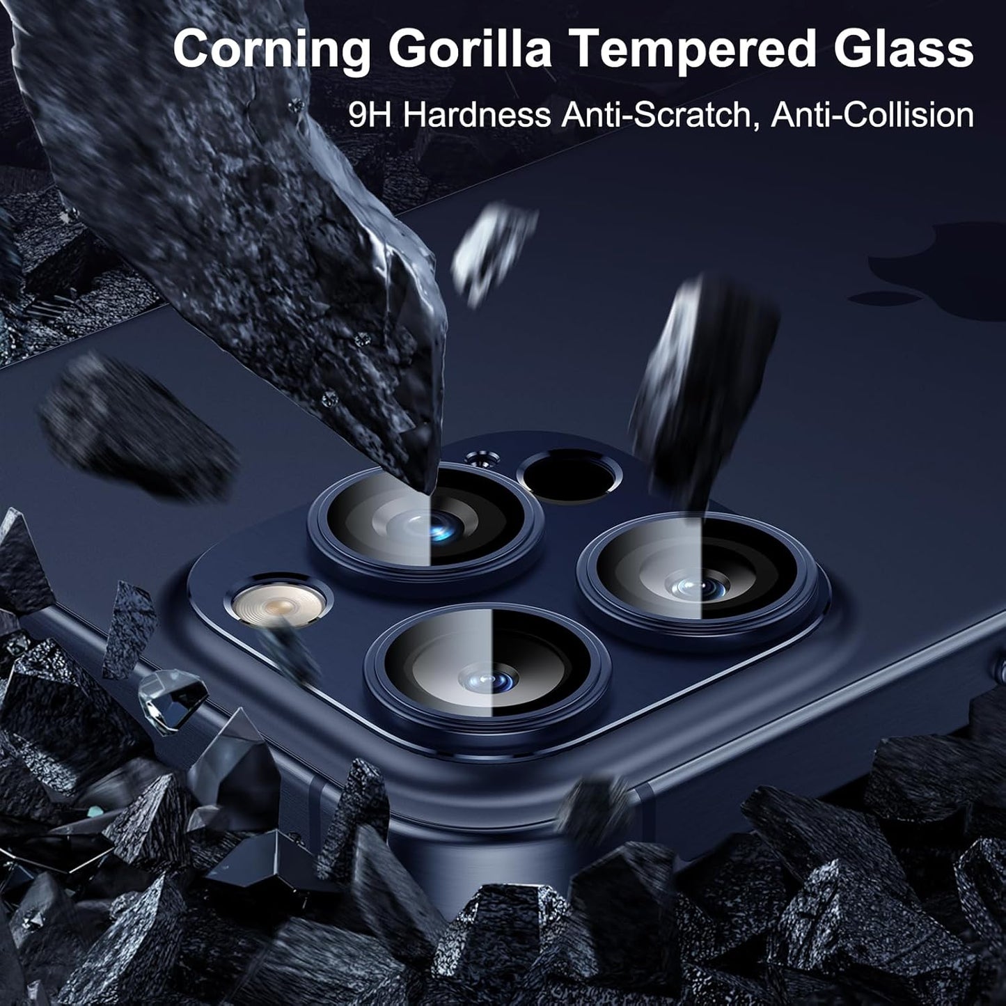 Esanik 2 Pack for iPhone 15 Pro/iPhone 15 Pro Max Camera Lens Protector (Blue Titanium)