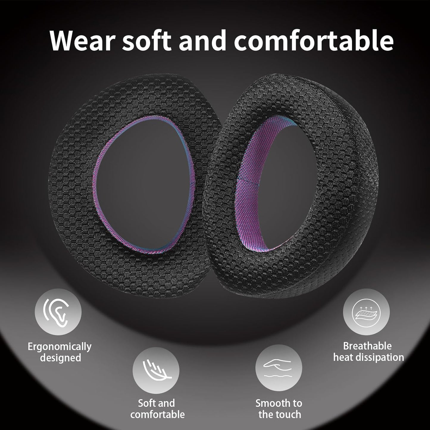 Breathable Mesh Replacement Earpads for SENNHEISER HD700 - Breathable Black/Purple Ear Pads