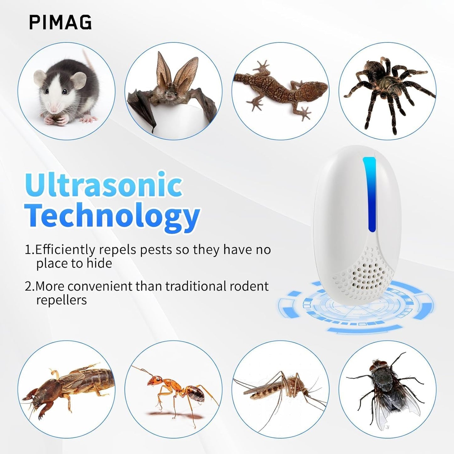 2025 Upgraded Version Ultrasonic Repeller Indoor, Mouse Traps Repellent Plug in, Pest Control, Repellent Roach, Rodent, Mouse, Bugs, Mosquito, Spider, Ant for Home,Kitchen, Office, Warehouse 6 Packs