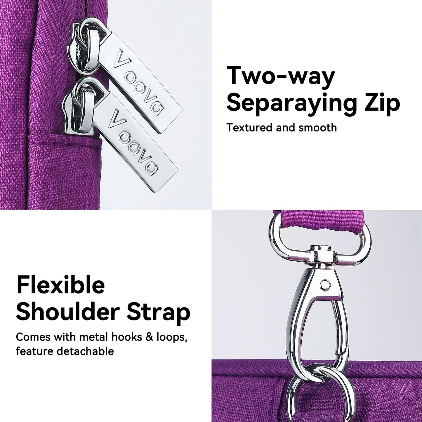 Voova Laptop Bag 13 14 Inch for Women, Waterproof Computer Sleeve Carrying Case with Shoulder Straps & Handle Compatible with Macbook Air 13 M2/M3/M4, MacBook Pro 13/14, HP Chromebook 14, Purple