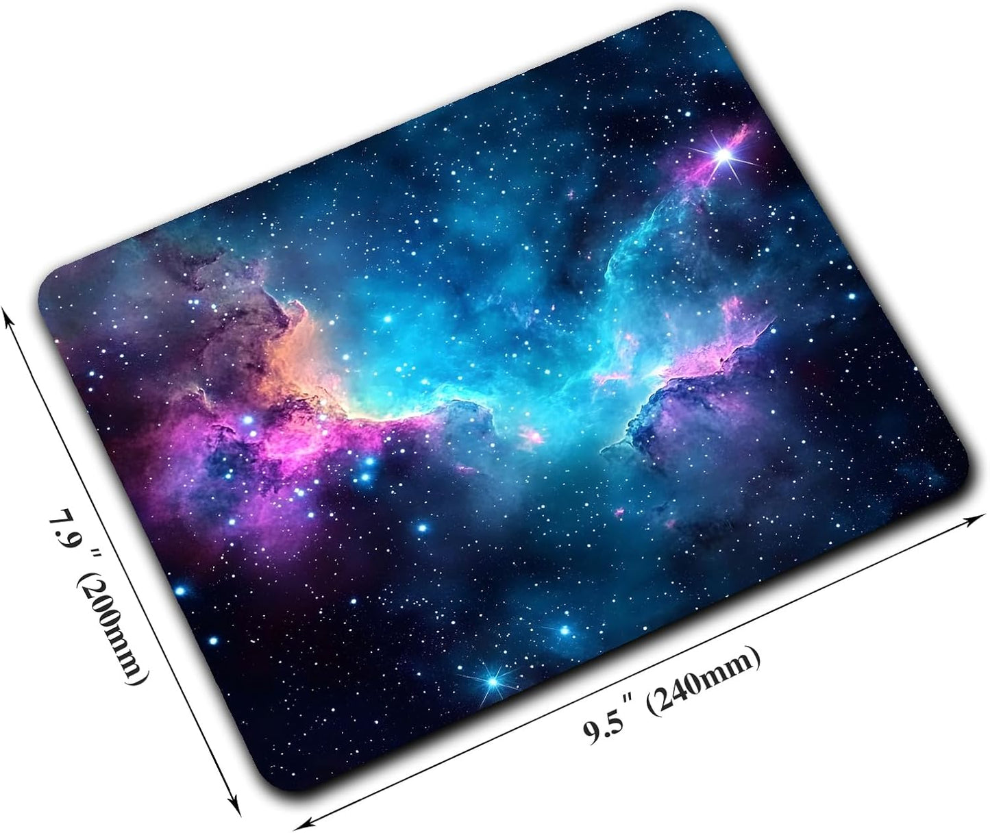 Blue Galaxy Space Mouse Pads for Desk, Portable Wireless Computer Mouse pad Small Design with Women, Non-Slip Rubber Base Laptop Mousepad 9.5" x 7.9" Smooth Surface for Office & Travel