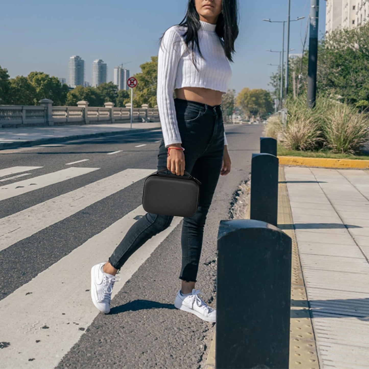 Case Compatible with Phomemo M110 Label Maker - Portable Mini Bluetooth Thermal Label Maker Carrying Storage Bag for Printer Labels, USB Cable and Accessories Black (Box Only)-Grey