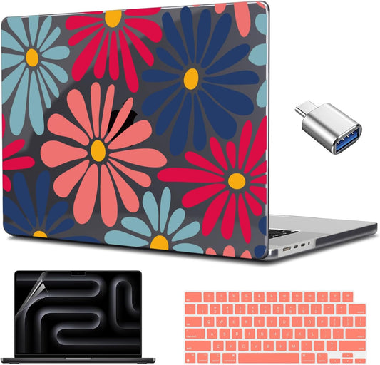 CISSOOK Compatible with MacBook Air 13 inch Case 2025 2024 2023 2022 Release M4 M3 M2 Chip, Plastic Hard Shell Cover Keyboard Skin for MacBook Air 13.6 inch A3240 A3113 A2681, Daisy Flowers