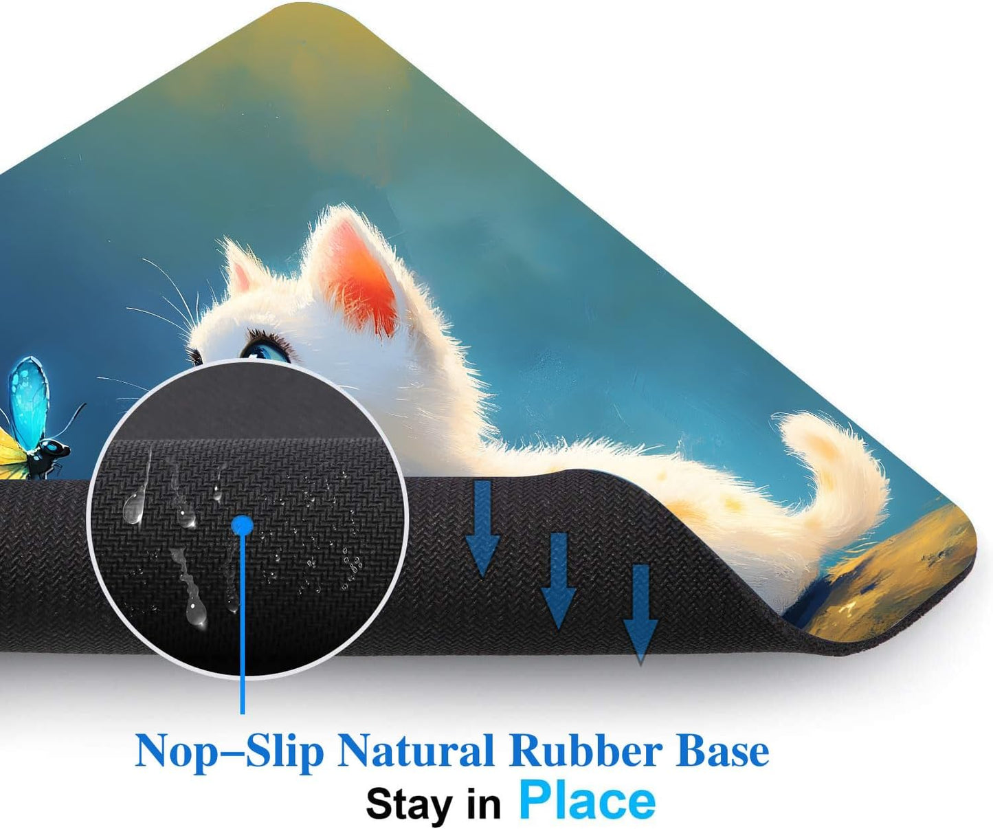 Kawaii Kitten Cute Cat Mouse Pads for Desk, Portable Wireless Computer Mouse pad Small Design with Women, Non-Slip Rubber Base Laptop Mousepad 9.5" x 7.9" Smooth Surface for Office & Travel