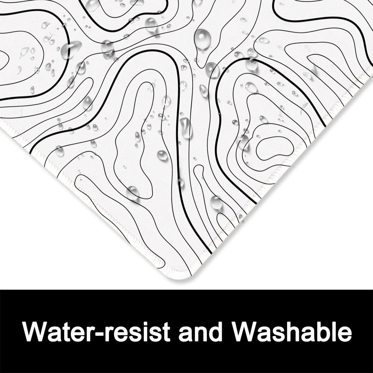 ITNRSIIET Mouse Pad with Stitched Edge Premium Textured Smooth Precise Operation Waterproof Washable Non-Slip Rubber Base Desktop Protection Mat, 10.2×8.3×0.12 inches, Topographic Contour White