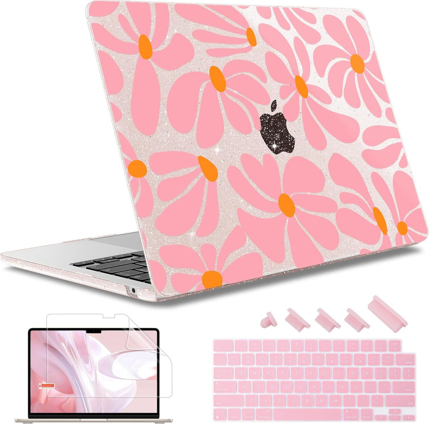 May Chen for MacBook Air 13.6 Inch Case 2025/2024/2023/2022 Release (Model A2681 A3113 A3240, M2 M3 M4 Chip) – Hard Shell Laptop Cover with Keyboard Cover & Screen Protector，Groovy Flower