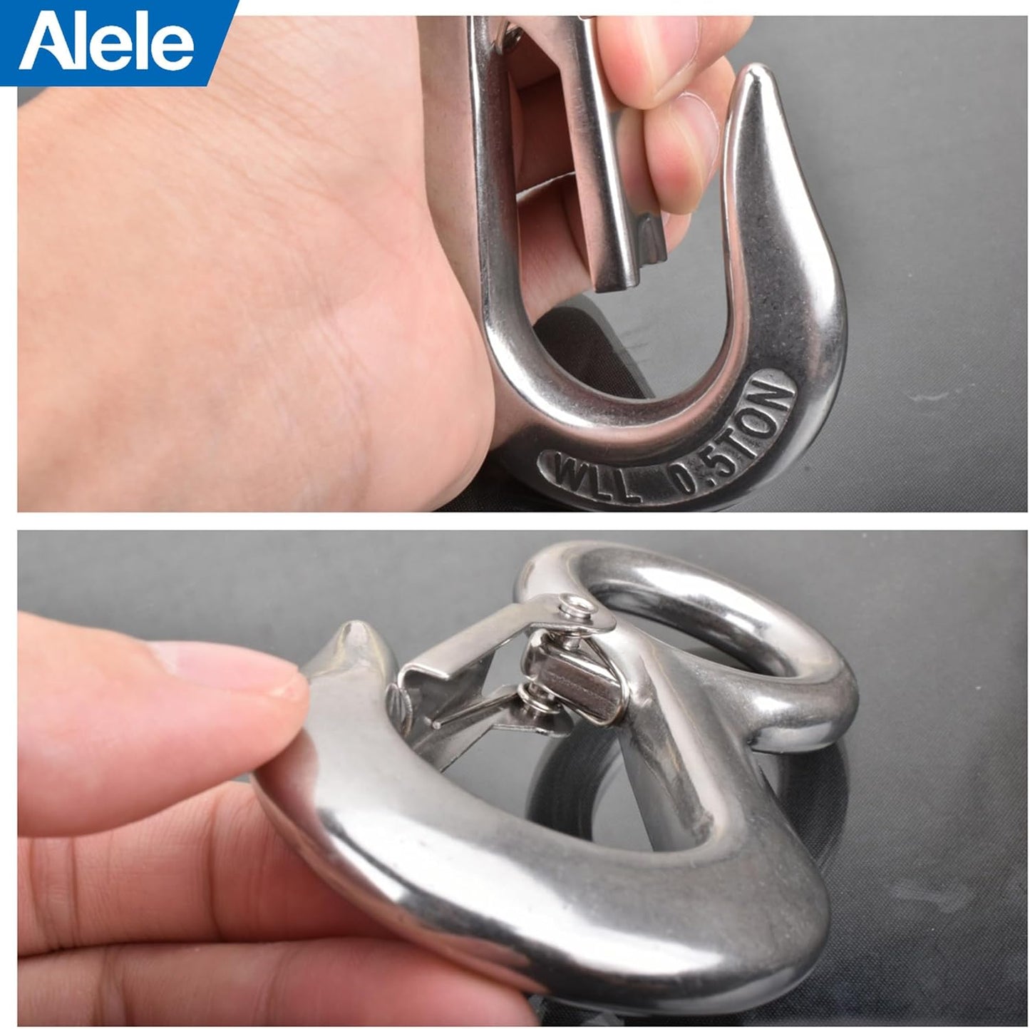 Alele 0.5T Crane Scale Grab Hooks,Slip Hooks,Stainless Steel Lifting Hook Rigging Accessory (Grab Hooks 500kg)