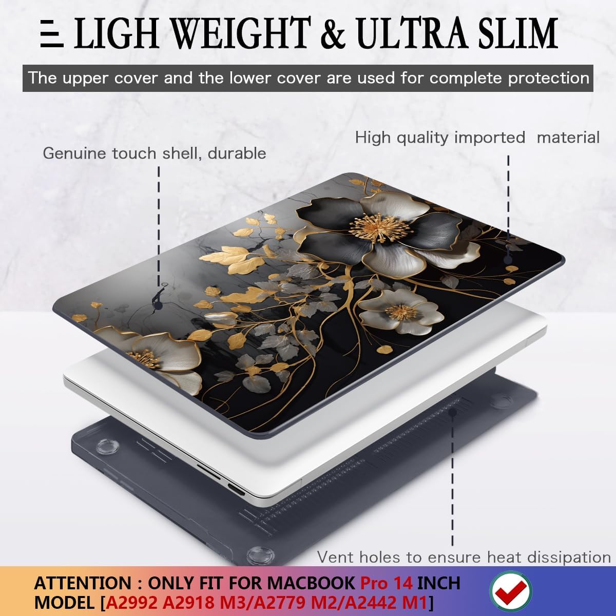 CISSOOK for MacBook Pro 14 inch Case 2024 2023 2022 2021 Release M4 A3401 A3112 A3185 M3 A2918 A2992 M2 A2779 M1 A2442 Pro Max Chip, 14 in Plastic Hard Shell & Keyboard Cover, Abstract Oil Painting