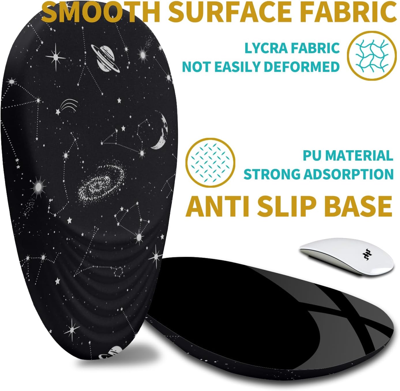 Hokafenle Ergonomic Mouse Pad Wrist Support with Stepped-Wedge Design, Wrist Rest Pain Relief Mousepad Filled with Memory Foam, Carpal Tunnel Mousepad for Wireless Mouse(12x8 inch, Galactic System)