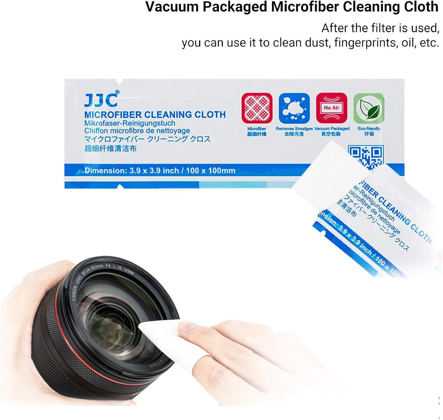 JJC 4 Pockets Filter Case for Round Filter Up to 58mm (37mm 40.5mm 43mm 46mm 49mm 52mm 55mm 58mm), Foldout Lens Filter Pouch with Microfiber Cleaning Cloth, Professional Photography Filter Bag