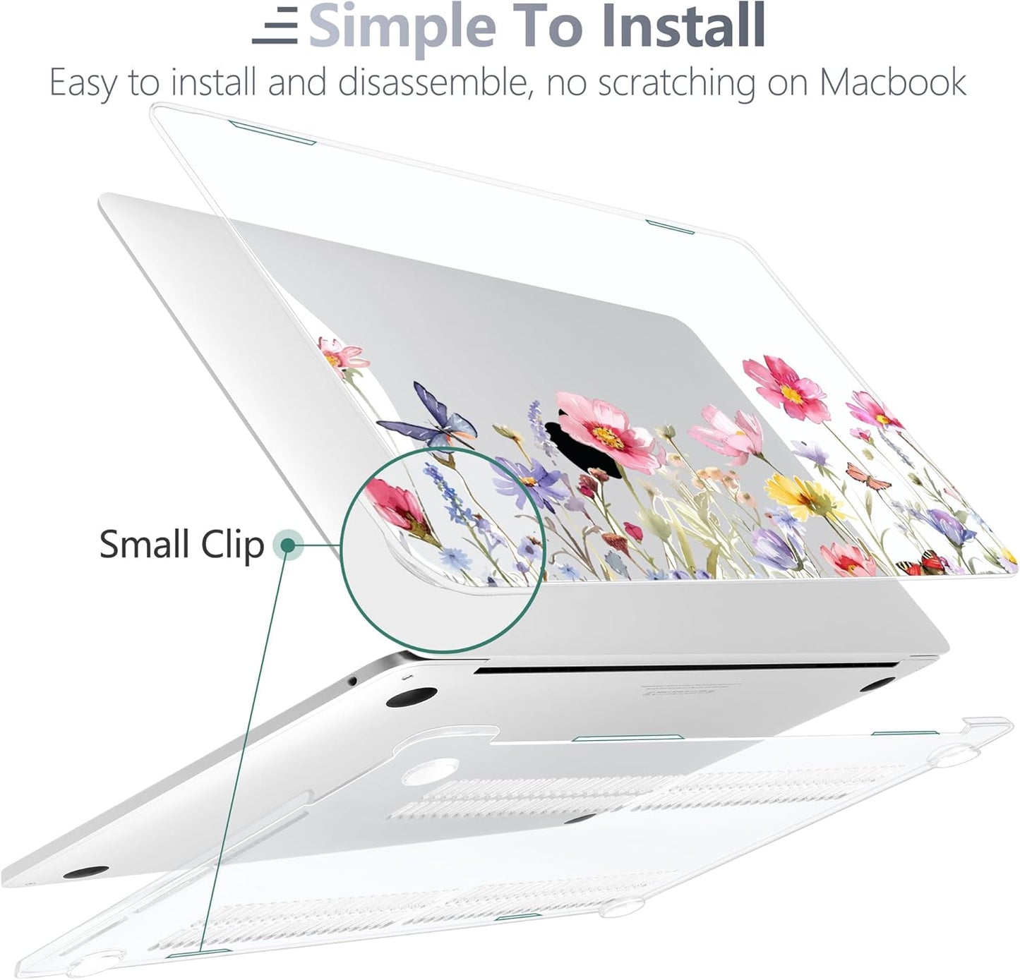 Batianda Case for M1 MacBook Air 13 Inch Model A2337 A2179 A1932 2021 2020 2019 Release,Lovely Creative Series Design Hard Shell with Keyboard Cover & Screen Protector, Spring Flowers