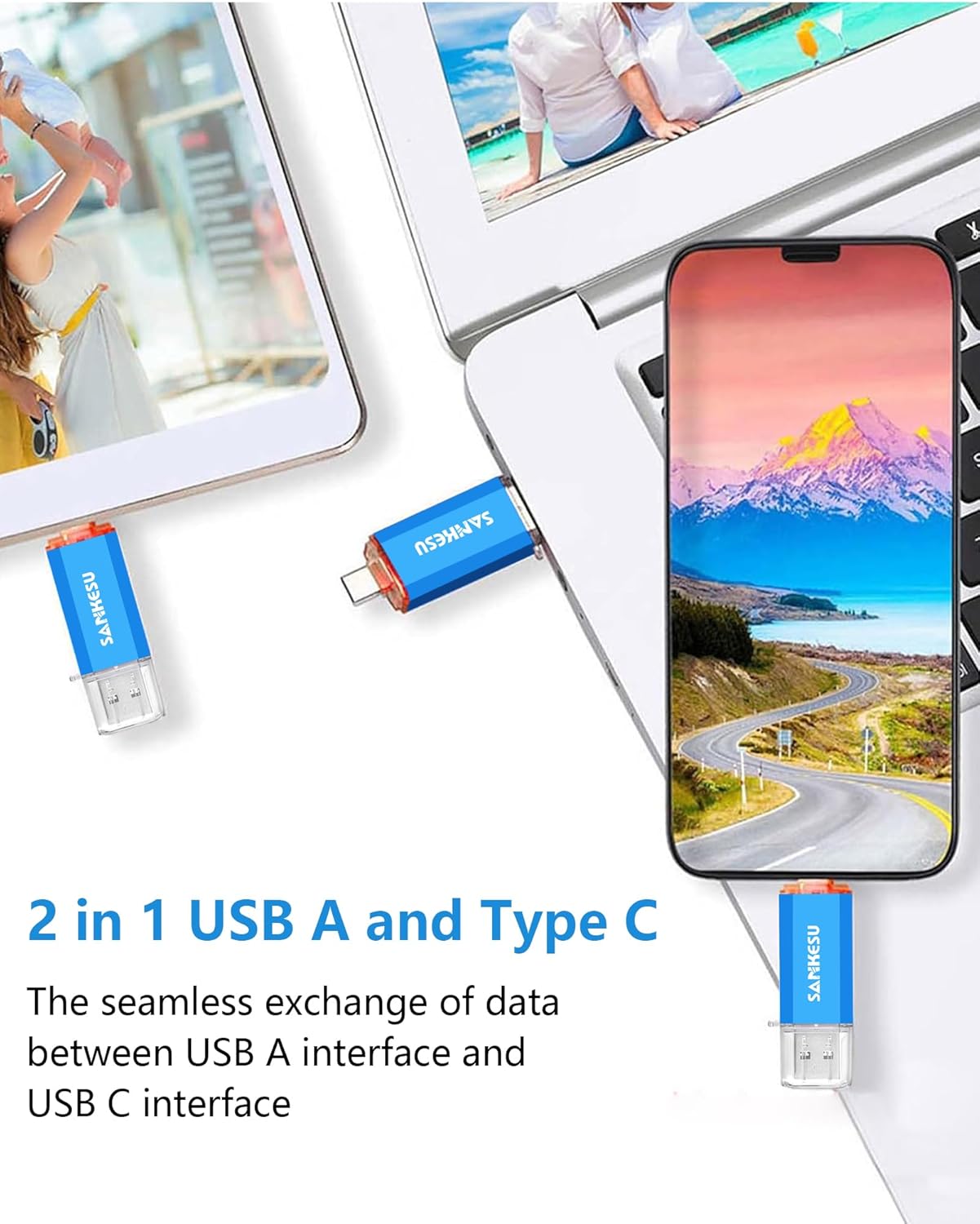 128GB 3 Pack 2-in-1 USB C Flash Drive USB-A+Type-C 3.1 Dual Drive OTG,Speed Up to 120MB/s USB C Storage Flash Drive Compatible with iPhone 16/15, Android Smartphone/Tablets/Computers
