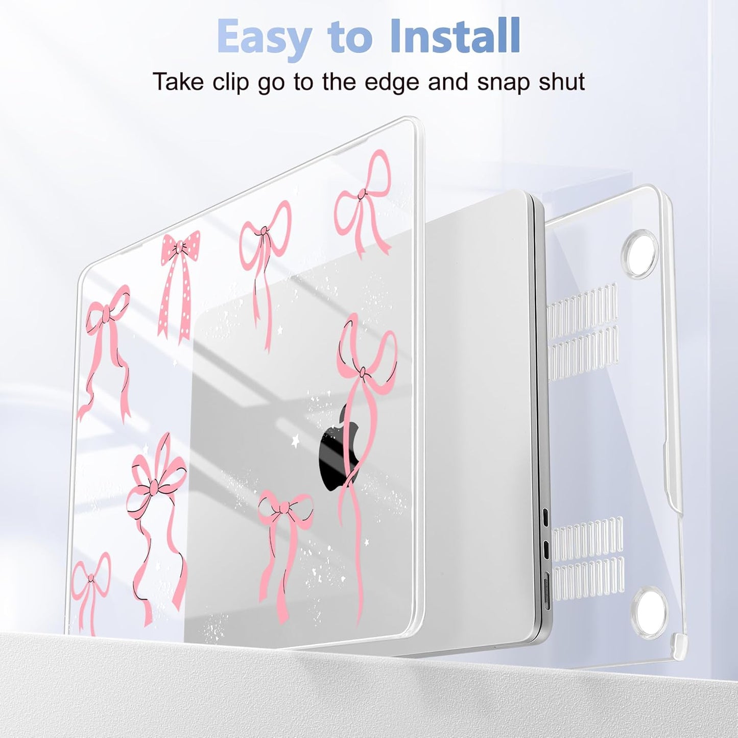 Case for MacBook Air 15 Inch 2025 2024 2023 Release M4 A3241 M3 A3114 M2 A2941, Hard Shell with Screen Protector & Keyboard Cover, Compatible with Touch ID, Star Bow