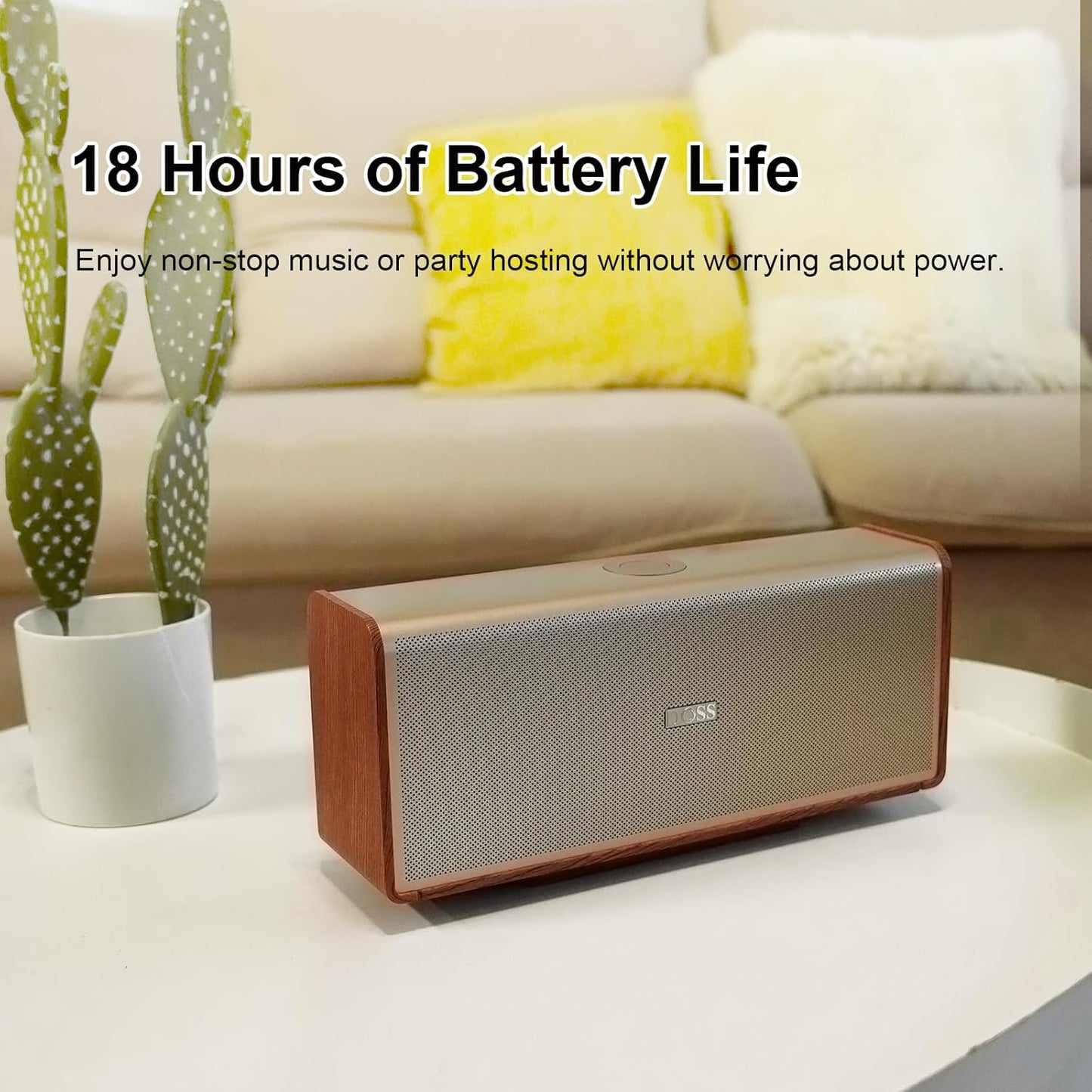 DOSS SoundBox Ultra Bluetooth Speaker with 2.1 Channel Audio, 80W Superior Sound with Deep Bass, Two DSP Technologies, 18H Playtime, BT 5.3, Wireless for Home, Office, Bedroom-Gold