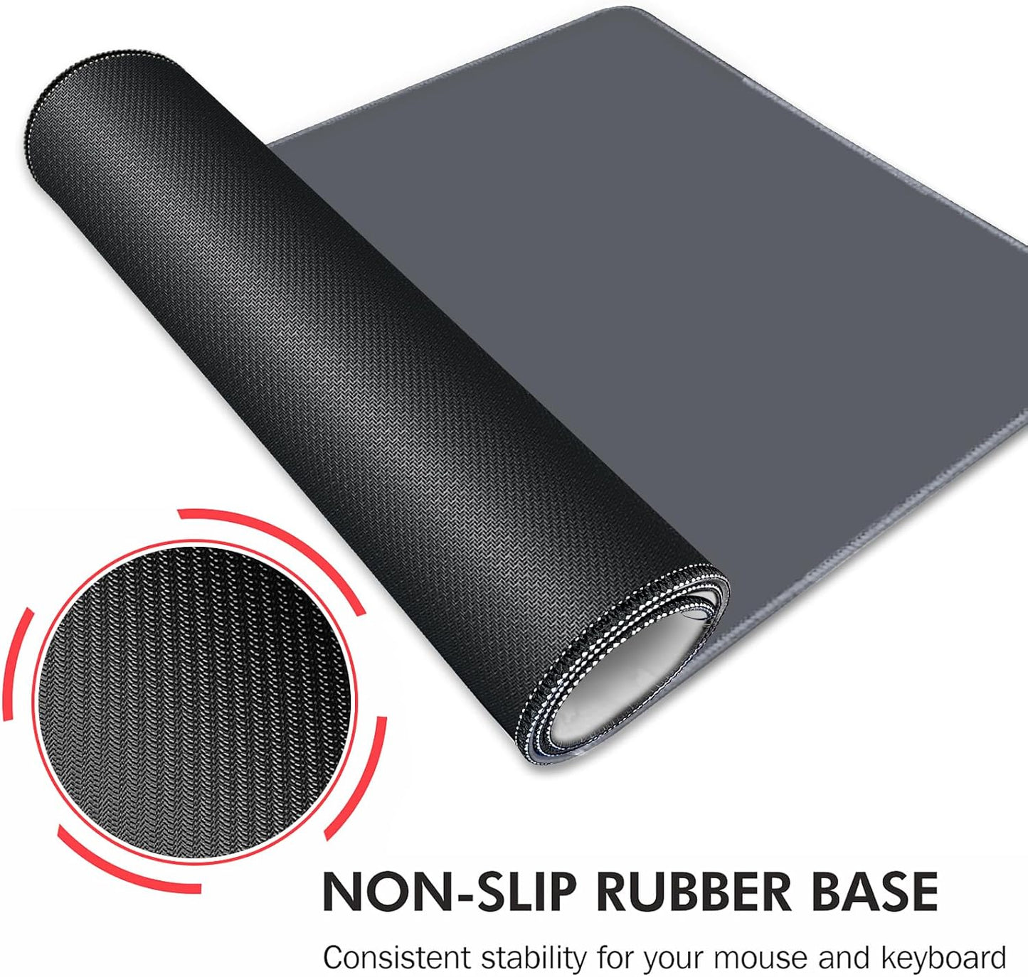 Galdas Gaming Mouse Pad XXL XL Large Long Extended Big Mousepad Non-Slip Rubber Keyboard Mouse Pad with Stitched Edges for Laptop Home Office (31.5x11.8x0.08 Inch) -Grey