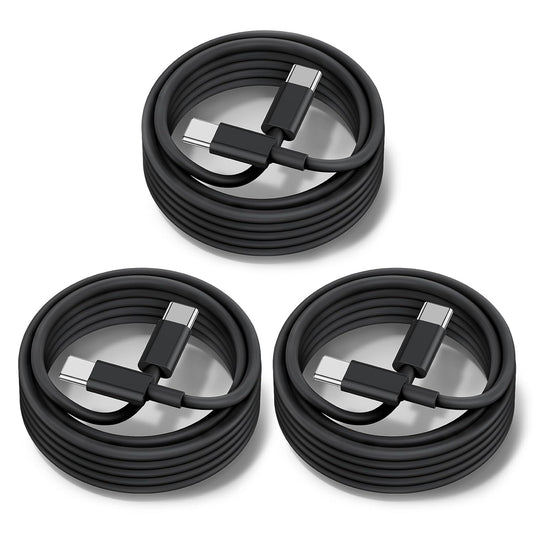 60W USB C to C Cable [3Pack] iPhone 15 Fast Charging Cable,6ft Long USB-C to USBC Power Cord for iPhone 16/15 Pro Plus Pro Max, MacBook Pro Air/IPad/iPad Pro 12.9/11,AirPods 4(Black)