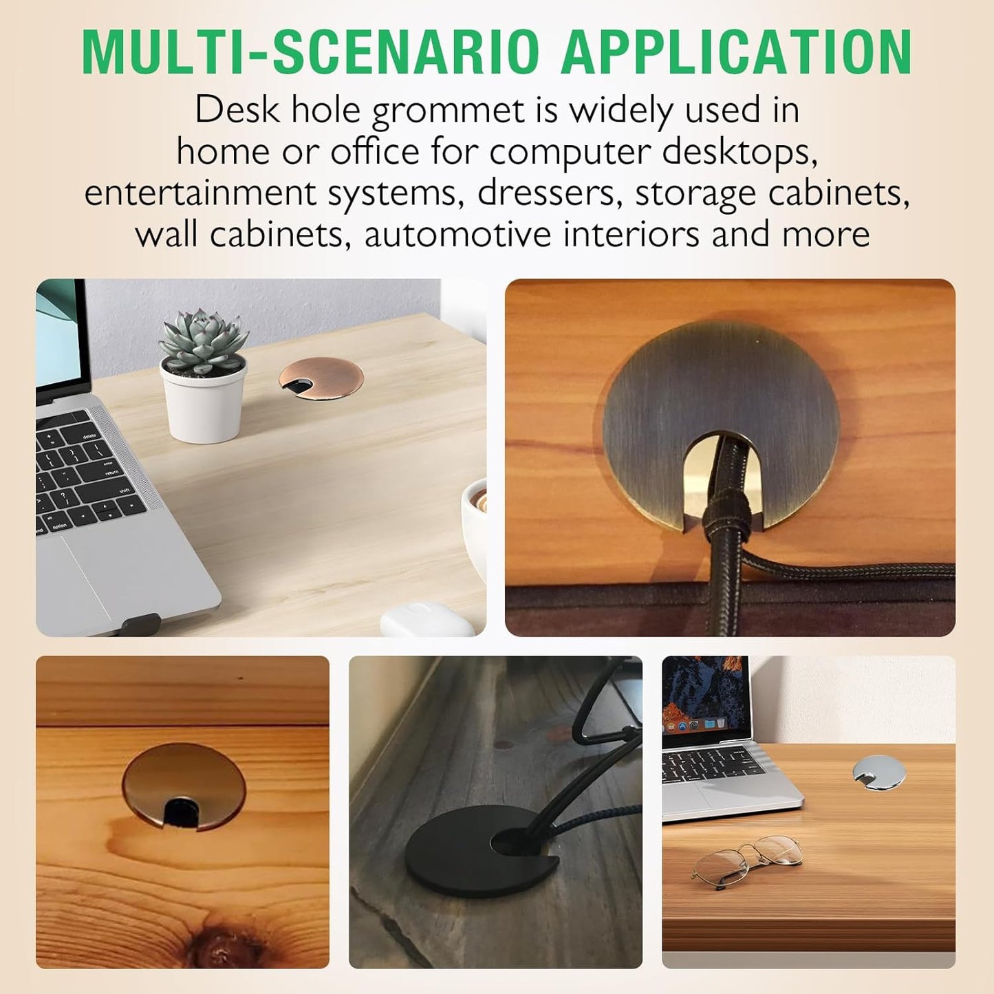 1 Pcs Desk Grommet 1-3/8" / 35 mm, Desk Cord Hole Cover, Cable Grommet Metal Zinc Alloy Materilal, Desk Hole Grommet for Home & Office Pc, Detachable Cable Cord Organizer-Bronze