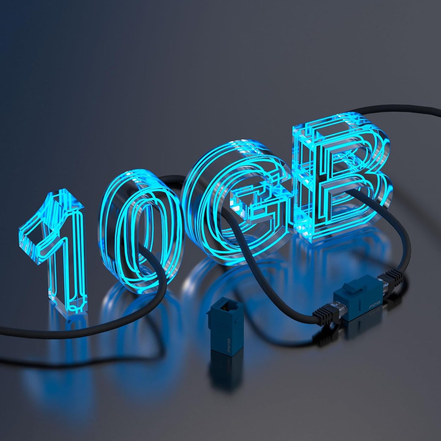 FGB 10 Gbps CAT6A RJ45 Keystone Coupler 25-Pack, RJ45 Keystone Jack, Ethernet Coupler Female to Female UTP for Cat6a/Cat6/Cat5e/Cat5, Blue