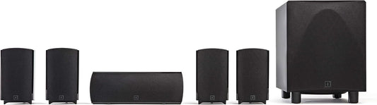 Definitive Technology ProCinema 6D - Compact 5.1 Channel Home Theater Speaker System | 250-Watt Powered Subwoofer Center Channel + 4 Speakers | Sleek Modern Looks Match Any Décor Black