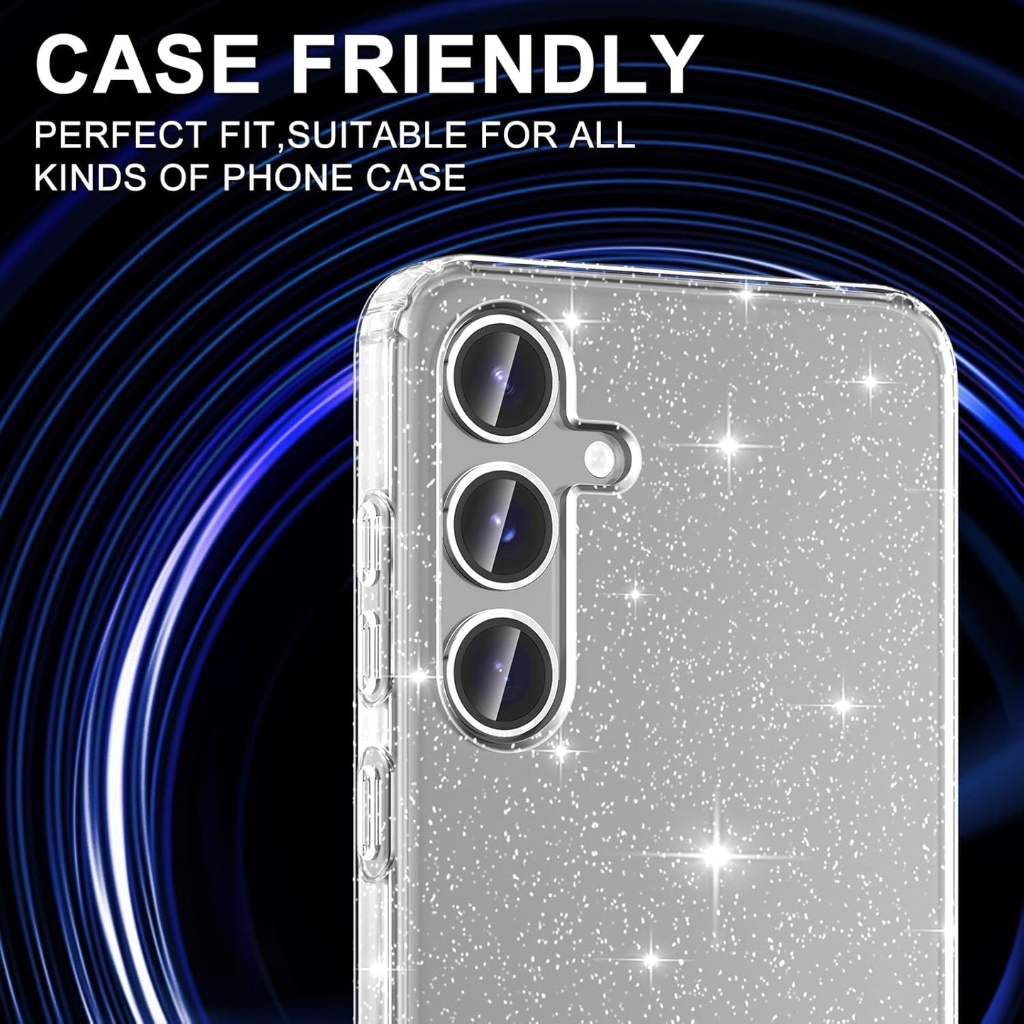 for Samsung Galaxy S24 FE Camera Lens Protector, Individual Metal Ring Tempered Glass Lens Cover, [Strong Adsorption] Scratch Resistant Ultra-Thin HD Clear Lens Cover, 1 Set-Silvery