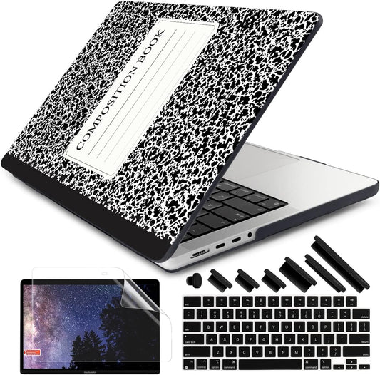 DONGKE for M4 MacBook Pro 16 Inch Case 2024 2023 2021 A3403 A3186 M3 A2991 M2 A2780 M1 A2485 Pro/Max Chip, Plastic Hard Shell Case & Keyboard Cover for Mac Pro 16 with Touch ID, Composition Book