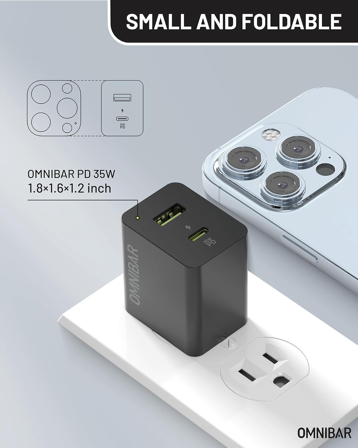 35W USB C Charger Block, Dual-Port GaN Fast Wall Charger with Foldable Plug, PD 3.0 & PPS Compact Power Adapter for iPhone 16/15/14/13, Galaxy S24/S23/Note 20, Pixel 8/7, iPad, MacBook Air, and More