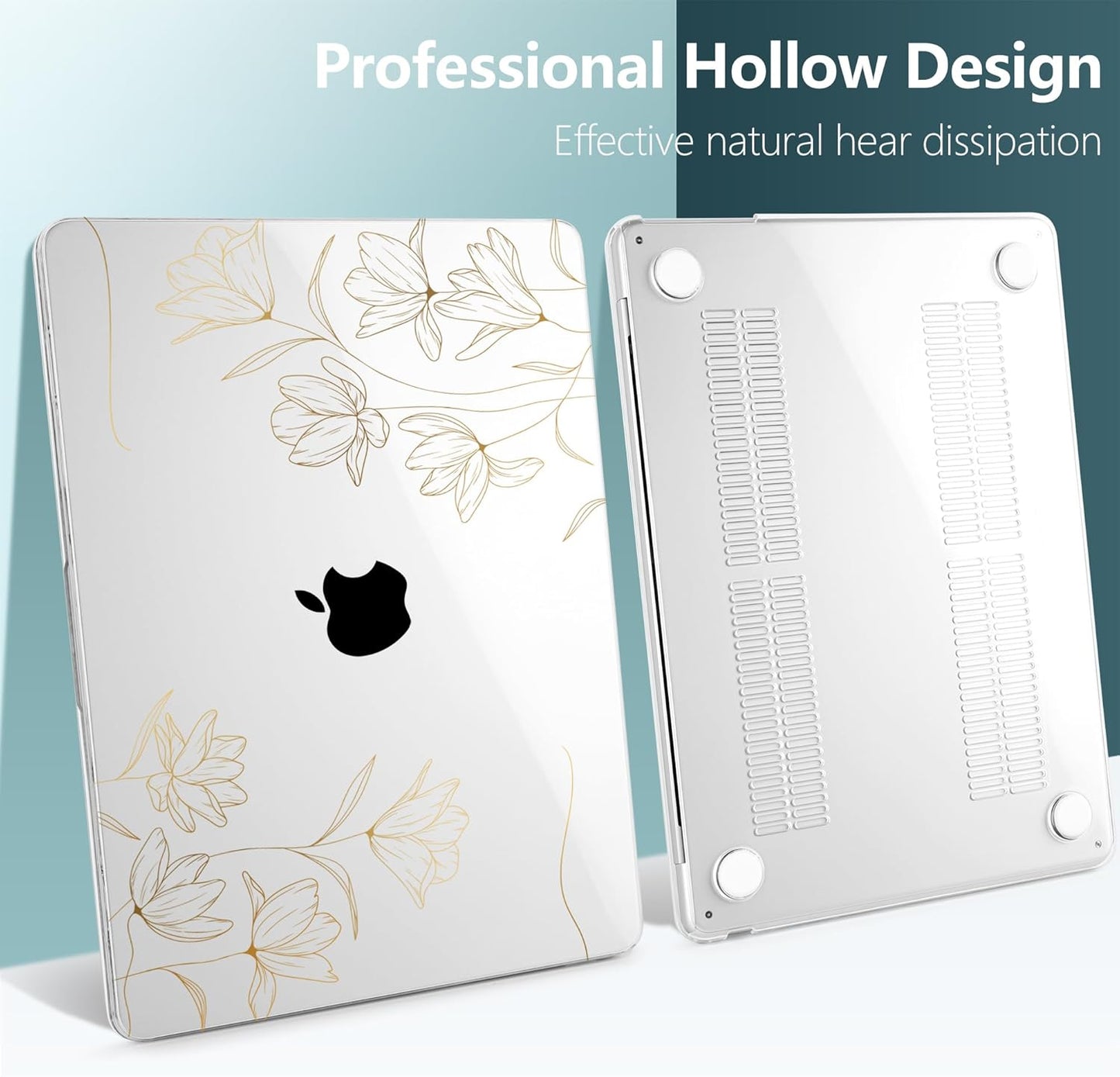 TWOLSKOO Compatible with M4 MacBook Air 15 inch Case 2025-2023 Released Model M4 A3241 M3 A3114 M2 A2941, Plastic Hard Shell & Screen Protector & Keyboard Cover & Trackpad Film, Florals X449