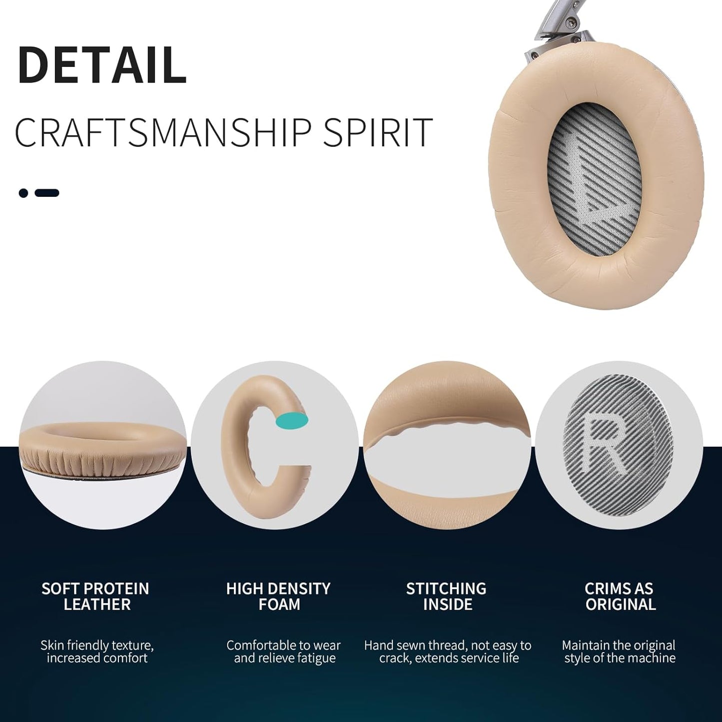 Ear Pads for Bose QC35: Durable Comfortable Noise Cancellation Replacement Cushion Earpads for Bose Quitecomfort 35 QC35 QC35 ii Headphones with Good Audio Quality