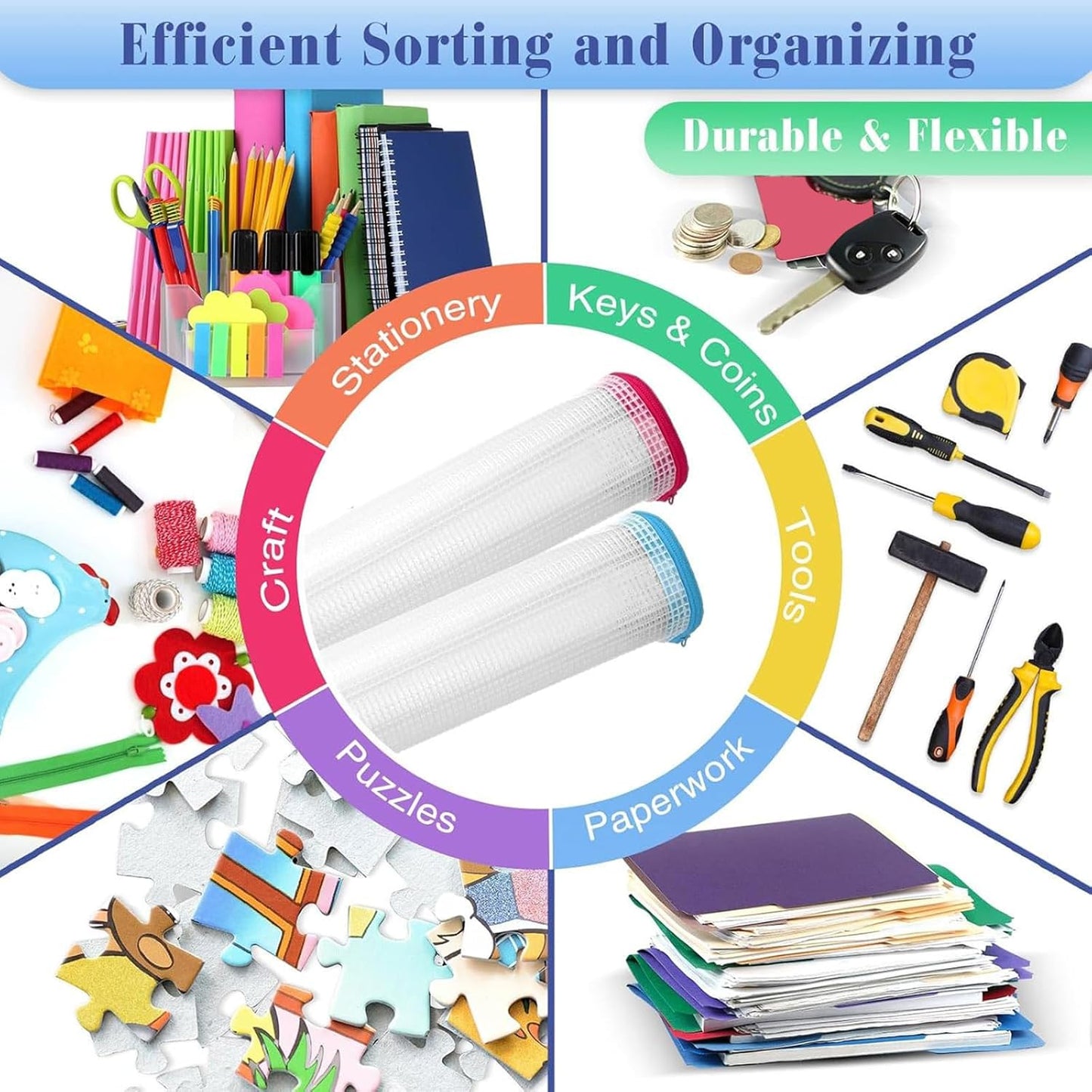 Jetec 32 Pcs Mesh Zipper Bags Toy Storage Bikini Organizer Bag Bolsas Para Guardar Trajes De Baño Waterproof Zipper Reusable Pouch Puzzle Multipurpose for Storage Office(Sweet Color,7.5 x 5 Inch)